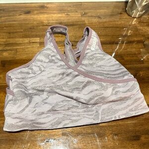 Gymshark Mauve Zebra-Print Seamless Sports Bra